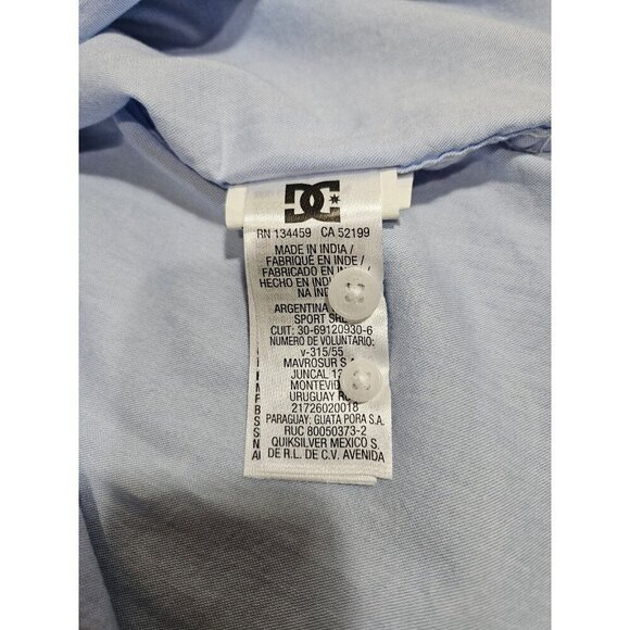 NWT DC Shoes Light Blue Short Sleeve Oxford Shirt XL - Picture 10 of 10